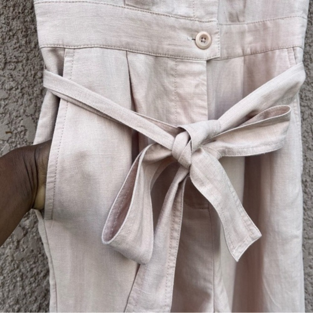 J Crew Linen Blend Wide‎ Leg Jumpsuit Women Neutral Minimalist Quiet Luxury - Picture 9 of 15